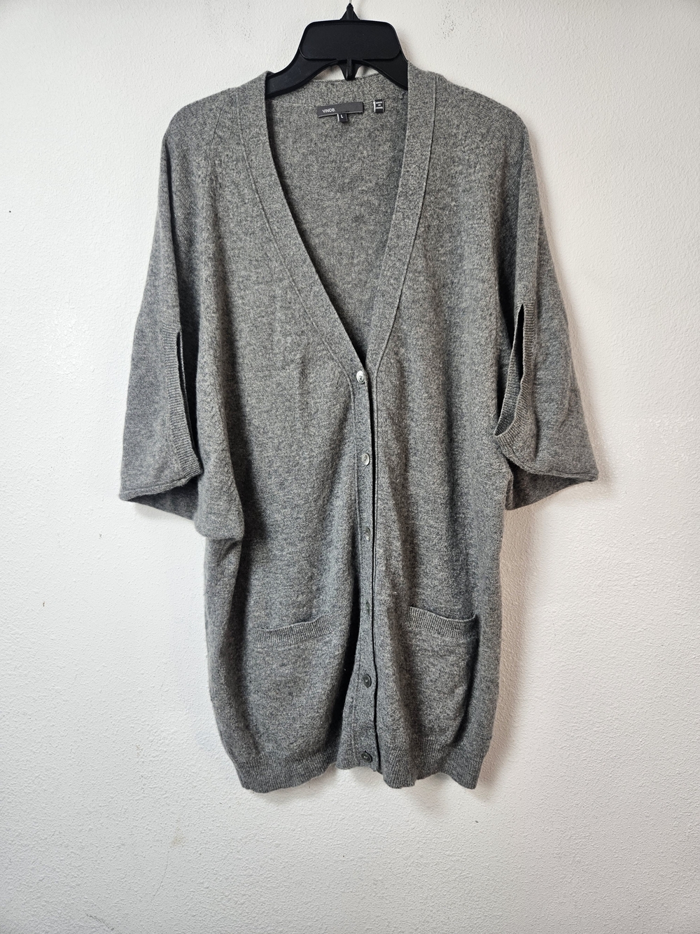 Vince Cashmere Lightweight Gray Button-Front Women’s Sweater Cardigan Size Large